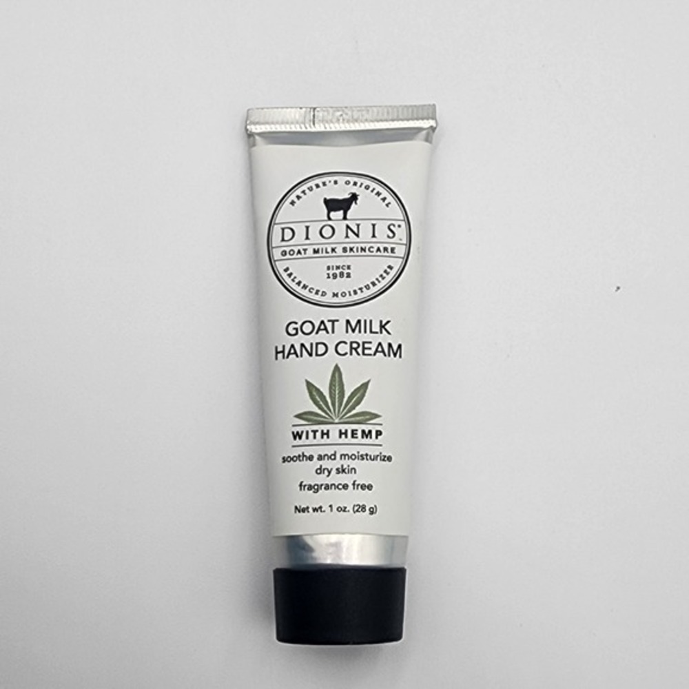 Dionis Goat Milk Hand Cream Hemp Fragrance Free Soothe and Moisturize 1 oz New‎